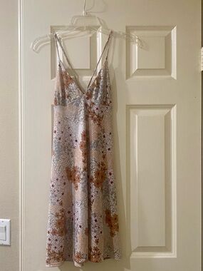 7DAY WKND Floral Slip Dress in Cream with Rust and Sage